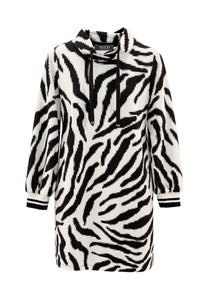 Tuzzi chocolate zebra-print dress, front view