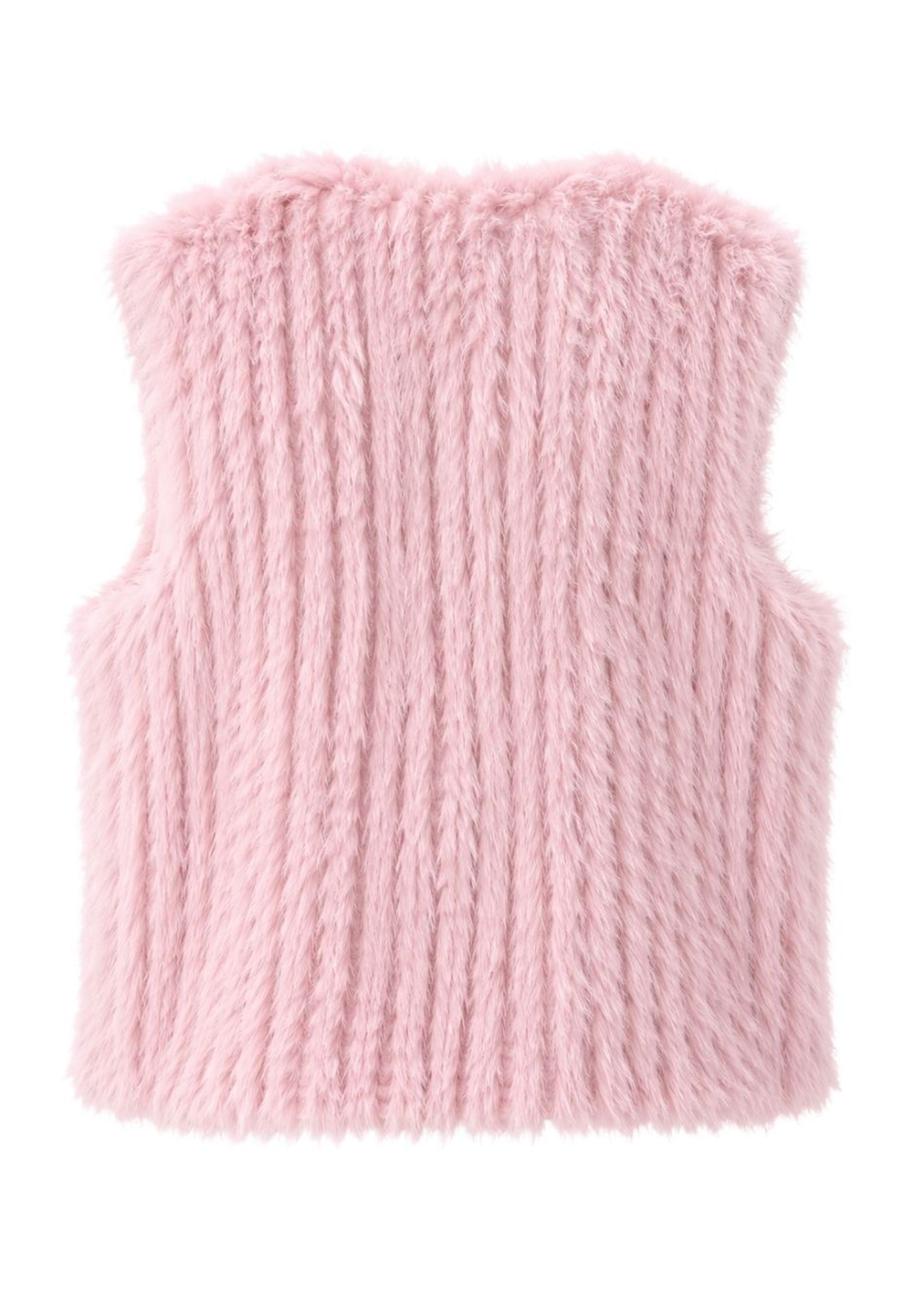 Tuzzi pale rose faux fur gilet, back view