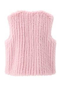 Tuzzi pale rose faux fur gilet, back view