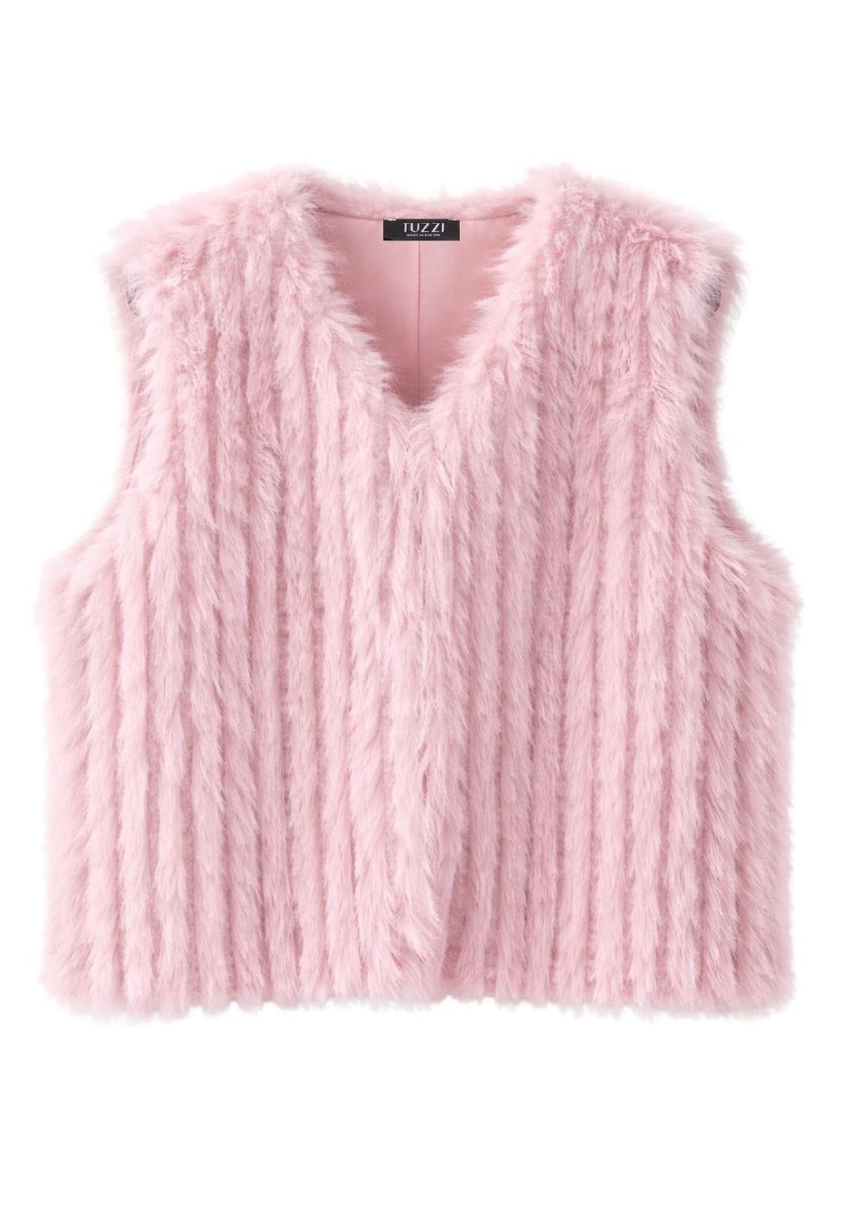 Tuzzi pale rose faux fur gilet, front view